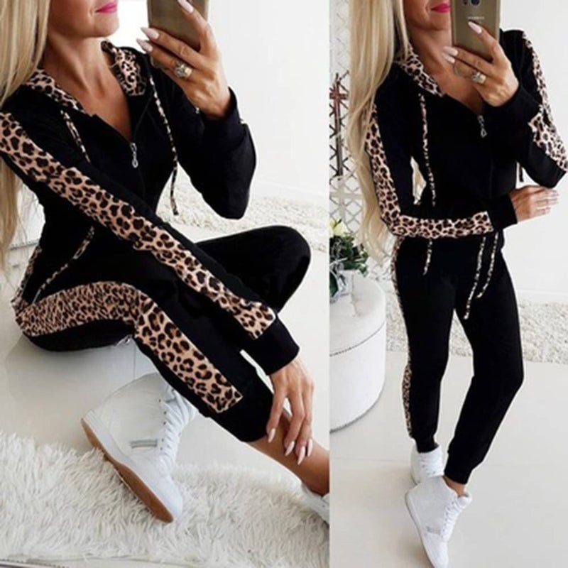 amropi Women's 2 Piece Tracksuit Sweatsuits Sets Hoodie Sweatshirt and Jogging Sweatpants Suit Black, S - Image 3